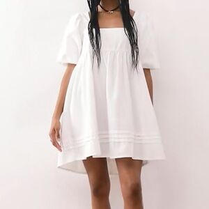 Reclaimed Vintage Soft denim twill smocked babydoll dress M